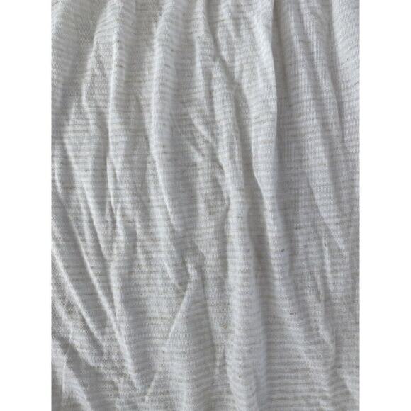 Pretty Good Womens Cream Striped Rosette Collared Puff Sleeved T Shirt Sz Medium - Picture 7 of 9